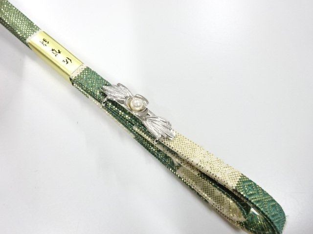  未使用品　パール帯留め　佐賀錦帯締めセット